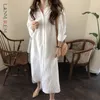 Casual Dresses LANMREM Spring Long Lapel Shirt Dress Women's Loose Cotton Linen Single Breasted Dresses Arrivals 2D6074 230515