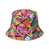 Cross-Border New Geometric Rhombus Vintage Leopard Print Bucket Hat Tribal College Style Graffiti Bucket Hat Femme Européenne et Amer