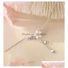 Pendant Necklaces Sier Crystal Shell Cherry Blossoms Charm Necklace For Women Choker Collares Party Jewelry Drop Deli Dhgarden Dhous