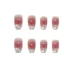 False Nails Gradient Blush Ress su Short Square 24Pcs Fake per donne e ragazze