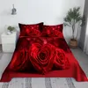 Set lenzuolo piatto con stampa fiore rosa rossa personalizzata con federa biancheria da letto in poliestere morbido per bambini adulti uso domestico 0,9/1,2/1,5/1,8/2,0 m