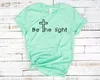 Women's T Shirts Be The Light T-Shirt Ladies Summer Shirt Cotton Crewneck Short Sleeve Cute Fashion Top Tees For Women Plus Size Y2k