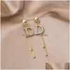 Bengelen kroonluchter vrouwen lange tassel oorbellen Koreaanse zoete vlinder Rhinestone oorrel elegante geometrische hangende sieraden ne dhgarden dhcnt