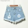 Damen-Shorts, 2023, sexy Sommer-Denim-Shorts, Damen, hohe Taille, Jean-Shorts, weiblich, lockere Loch-Jeans-Shorts mit Taschen, lässig, Übergröße, S-2XL, T230515