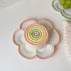 Piatti Simpatico piatto di frutta da dessert in pizzo rosa Ins Style Casa coreana Semplice fiore dipinto a mano in ceramica con alto valore di bellezza