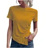 Dames blouses dames tops zomers vaste kleur casual crew nek thirt mode asymmetrische zoom los fit korte mouwen vrouwen shirts