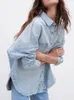 Vestes pour femmes ZA été vêtements pour femmes Hong Kong style poches polyvalentes plus la taille chemise en jean veste 230515