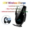 Universal Wireless Charger Automatic Clamping Car Charger Holder ABS+PC Mount Smart Sensor 15W Fast Charging Charger för iPhone Samsung Xiaomi -telefoner i detaljhandeln