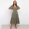 Casual Dresses Women Chiffon Dress Summer Lace-Up Butterfly Sleeve Casual Ruffle V-Neck Fashion Party Vestidos Sexig Bohemian Robe Femme 230515