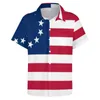 Camisas casuais masculinas camisa de bandeira americana betsy ross 13 estrelas listras férias soltas havaian street estilos de estilo design grandes tops grandes