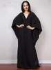 التغطية الصلبة Vneck Batwing Sleeve بالإضافة إلى حجم الفستان Maxi فضفاضة للنساء شاطئ الصيف ارتداء بدلة السباحة الطويلة الطويلة.