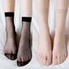 Socks Hosiery 10 Pairs Summer Women's Socks Ultra Thin Transparent Crystal Sexy Silk Elastic Short Socks Girls Ankle Invisible P230516