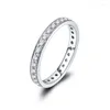 Ringos de cluster zhjiashun clássico 14k White Gold Moissanite Diamond Bedming Band 585 0,3cttw para jóias femininas