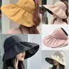 Wide Brim Hats Summer Outdoor Travel Big Hat Black Glue Sunshade Ladies Sun Bowknot Basin Beach Bucket