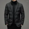 Heren Jackets Men Business Casual Top Grade Man Down Jacket 2023 Aankomst Classic Suit kraag 90% Gery Duck Coat Keep Warm Parkas