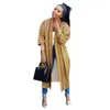 Femmes Trench Coats Printemps Automne Mode Imprimé Long Cardigan Manteau Femmes Casual Loose Open Stitich