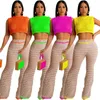 Frauen Zweiteilige Hosen 2023 Casual Frauen Stricken Rippen Set Ärmel Crop Tank Top Hemd Lange Streetwear Kleidung Für Outfit