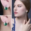 Ear Cuff Jewelrypalace Green Simulated Nano Jade 925 Sterling Silver Ring Clip Earrings For Women's Jewelry Yellow Rose Gold Plated 230512