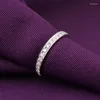 Ringos de cluster zhjiashun clássico 14k White Gold Moissanite Diamond Bedming Band 585 0,3cttw para jóias femininas