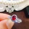 Cluster Rings Ruby Ring Pure 18K Gold Jewelry Real Natural 0.69CT Red Diamonds Anniversary Kvinnor For Women's Fine
