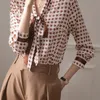 Bluzki damskie koszule xej Spring 2023 damskie odzież jedwabna koszula Kobieta Kobiety Top Chemises Femme Plus Vintage Satin