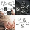 Band Rings 5Pcs Set Bohemian Vintage White Gem Moon Stars Geometric Crystal Ring Women Charm Joint Party Jewelry Gift Dhgarden Dhriv