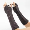 Cycling Gloves Women Stylish Hand Warmer Winter Arm Crochet Knitting Hollow Heart Mitten Warm Fingerless