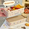 Bento-Boxen, 1000 ml, niedliche Weizenstroh-Lunchbox mit Aufkleber, für Kinder, Schule, Erwachsene, Büro, Mikrowelle, Picknick, tragbare Bento-Box mit Löffel, Gabel, 230515