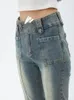Kvinnor Jeans Blue Women Gyaru Flare Pants High midja Vintage Denim Bell Bottom Kvinna Harajuku Streetwear Chic 2000s Byxor Y2K 230512