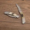 G2051ポケット折りたきナイフD2サテンブレードスチール/ディアホーンハンドル屋外キャンプハイキングEDC折りたたみナイフ