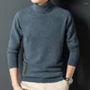 メンズセーター秋のメンズ200％ピュアウールタートルネックセーター冬の韓国のジャックカジュアルスリムフィットハイテクスチャーボトムシャツ