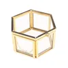 Caixas de jóias Vidro Clear Vintage Jewelry Box Golden Geométrico Jóias Exibir Organizador 230512