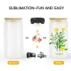 USA Warehouse SubliMation Tumblers Blank 20 oz White Straight Blanks Heat Press Mug Cup With Straw 16oz Glass Cola Can With Bamboo Lid 0518