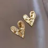 Stud Küpe Tasarım Sense İçbükey Dışbükey Düzensiz Altın Renk Kalp Kore Moda Takı Mücevher Aksesuarları Kadın Hediyesi
