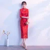 Roupas étnicas Verão Bolsa de bordado retrô Hip Cheongsam Dressam Chinese Classic Stand Collar Tamanho grande Elegante para mulheres elegantes