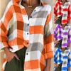Blouses pour femmes chemises femmes col rabattu carreaux carreaux boutons petit haut à manches longues blouse ample 230512