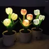 Luzes noturnas LED Tulipe Bedside Desk Light Usb Charging Simulation Flower Reading Flowerpot Paste 3V/300mAh para casamento Valentines Presente