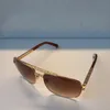 Sonnenbrille, klassisch, modisch, für Herren, Metall, quadratisch, goldfarbener Rahmen, UV400, Herren-Stil, Vintage-Stil, Attitude-Sonnenbrille, Schutz, Designer-Brillen, mit Box, modischer Trend