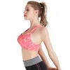 Yoga Outfit Brassiere Sport Woman Fitness Bra Nylon Print Underwear Cross Straps Back Adjustable Plus Size Sports Padded Top Female