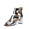 Sandały Kwadratowe Sandały Sandały Letnie modne buty puste rzymskie buty temperament metalowe buty palców z piaskami zamkiem 230515