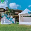 Maisons de rebond blanches gonflables commerciales en pvc 15x12ft avec toboggan et fosse à balles Combo de videur d'air de château de rebond blanc