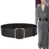 Belts Square Buckle Women Belt Black PU Leather Wide Waist For Ladies No-Hole Straps Dress Coat Decorative Waistband