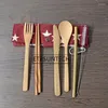 Dinnerware Sets 100sets Camping Bamboo Cutlery Set Flatware Includes Fork Spoon Knife Chopsticks Straw Cleaning Brush