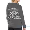 Felpe con cappuccio da uomo Felpa da uomo per donna Divertente Mai sottovalutare Un vecchio su una bicicletta Stampa Felpa con cappuccio casual Streatwear