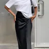 Skirts Satin Black Skirt Women Imitation Acetic Acid French Commuting Draped Fishtail Slim Long 2023 Fashion