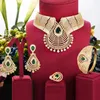 Necklace Earrings Set GODKI Luxury Water Drop Women Africa Wedding Naija Bride Cubic Zirconia Choker Dubai 4PCS Jewelry Addiction