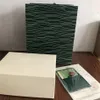 Kvalitet mörkgröna lådor Original Woody Watch Box Papers Presentväska för 116600 Watches2992
