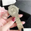 Women'S Watches Brand Women Girl Diamond Crystal Big Letters Style Metal Steel Band Quartz Wrist Watch M126 Drop Delivery Dht0J