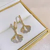 Dangle boucles d'oreilles 2023 tendance opale Ginkgo feuilles Vintage strass pour les femmes mariée mariage fête cadeau bijoux été luxe