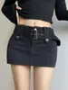 Jupes WOMENGAGA Fille Épicée Avec Ceinture Taille Haute Hip Wrap Élastique Denim Jupe Courte Femmes Conception A-ligne Travail Demi ZSJK